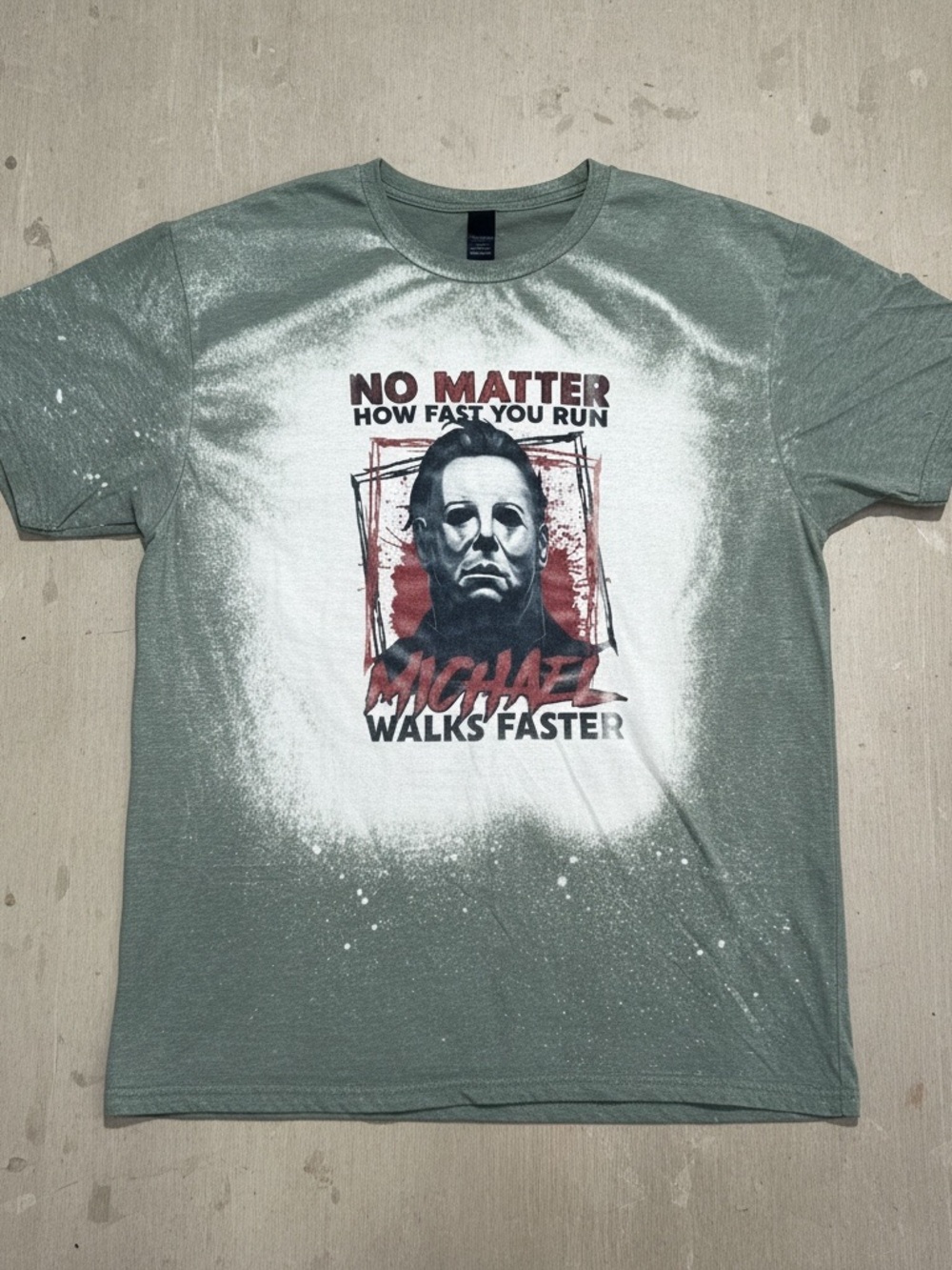 Michael Myers Halloween Graphic T Shirt Men’s Large Bleach Splatter Horror Tee